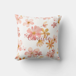 Cojín Decorativo Nombre floral de otoño naranja melocotón hora de l