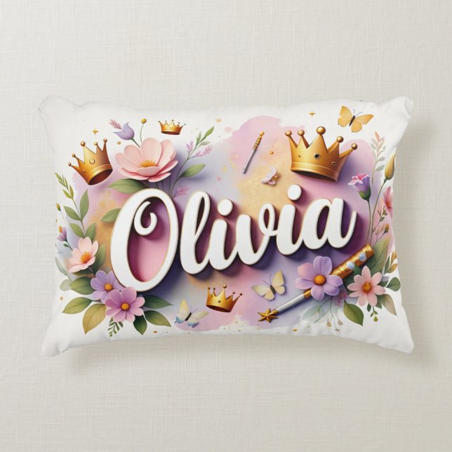 Cojín Decorativo Nombre floral Princesa Personalizada (Anverso)