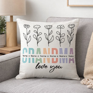 Cojín Decorativo Nombre Floral Regalo de Nietos para el Día de la M