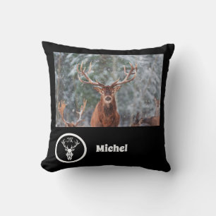 Cojín Decorativo Nombre fotográfico monograma reno de nieve