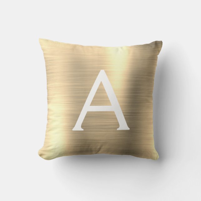 Cojín Decorativo Nombre inicial del monograma Metalizado cepillado  (Anverso)