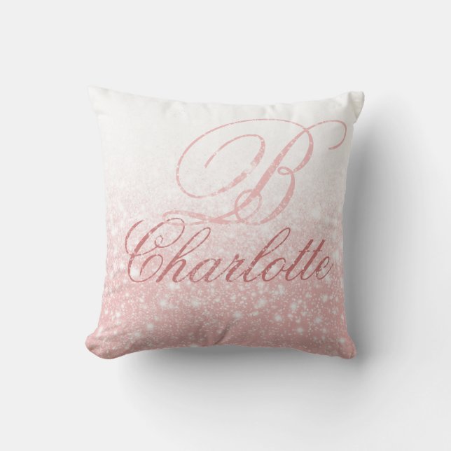 Cojín Decorativo Nombre inicial del monograma rosado Rubor Girona (Anverso)