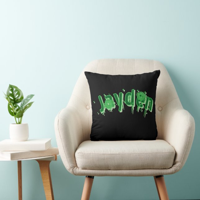 Cojín Decorativo Nombre Jayden Verde, (Silla)