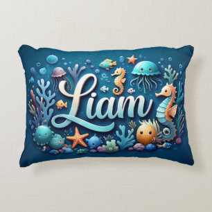 Cojín Decorativo Nombre Liam Océano Tema Decorativo Vida marina