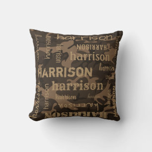 Cojín Decorativo Nombre más largo personalizado Camuflaje marrón