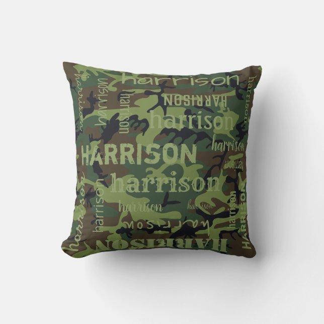 Cojín Decorativo Nombre más largo personalizado de Camo (Anverso)