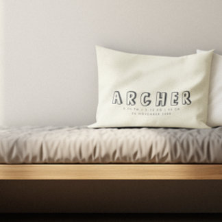 Cojín Decorativo Nombre minimalista Nacimiento Estadísticas Ecru
