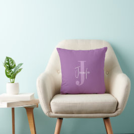 Cojín Decorativo Nombre mínimo moderno Lavanda monograma inicial