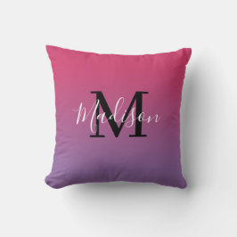 Cojín Decorativo Nombre moderno Monograma de rosa a morado gradient