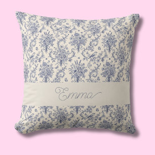 Cojín Decorativo Nombre Patrón Azul Toile de Jouy País Francés 