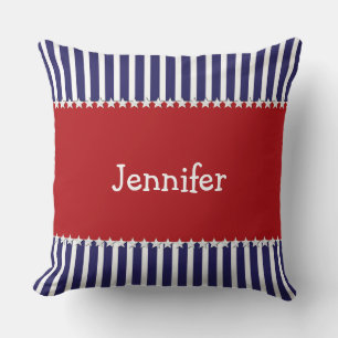 Cojín Decorativo Nombre personalizable EE.UU. Stars y Stripe Americ