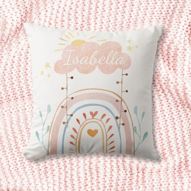 Cojín Decorativo Nombre personalizado Acuarela Boho Iris Niños Nurs (In situ)