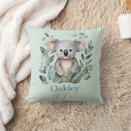 Cojín Decorativo Nombre personalizado acuarela Koala Bear