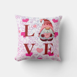 Cojín Decorativo Nombre personalizado AMOR Corazones Gnome Valentin