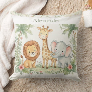 Cojín Decorativo Nombre personalizado Animales de la selva