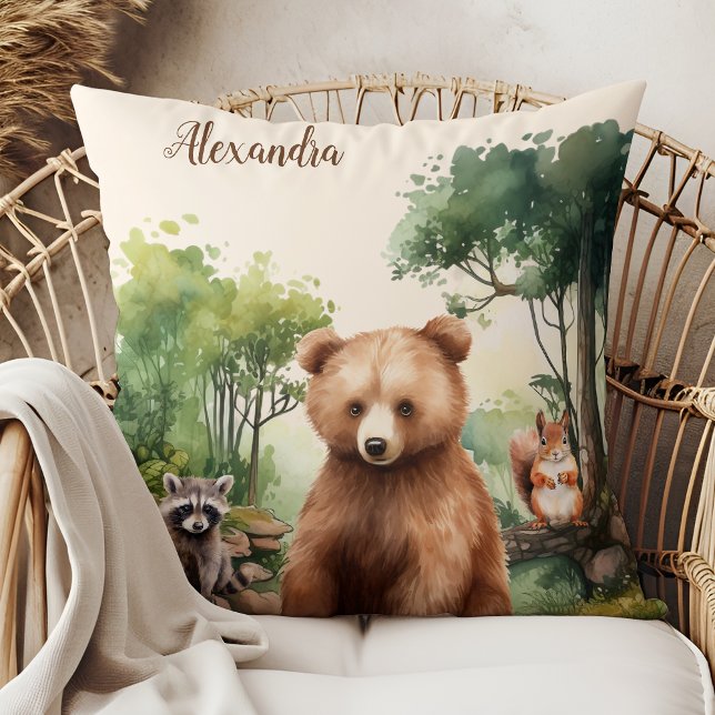 Cojín Decorativo Nombre personalizado Animales de Woodland (Subido por el creador)