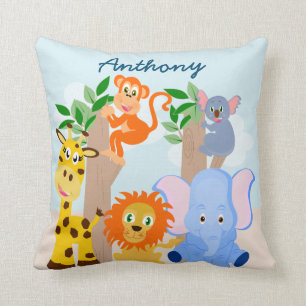 Cojín Decorativo Nombre personalizado animales divertidos