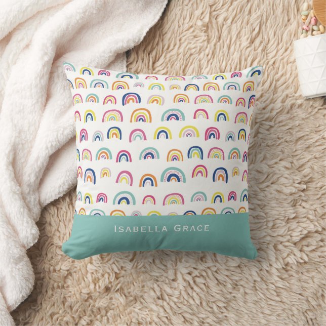 Cojín Decorativo Nombre personalizado Arcoiris (Manta)