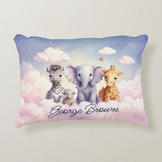 Cojín Decorativo Nombre personalizado Baby Zebra con todos sus amig (Anverso)