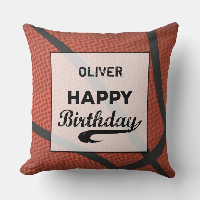Cojín Decorativo Nombre personalizado Baloncesto Cumpleaños Gran Bo (Anverso)