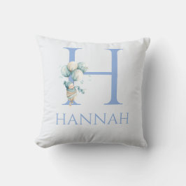Cojín Decorativo Nombre personalizado Bebé flotando con globos