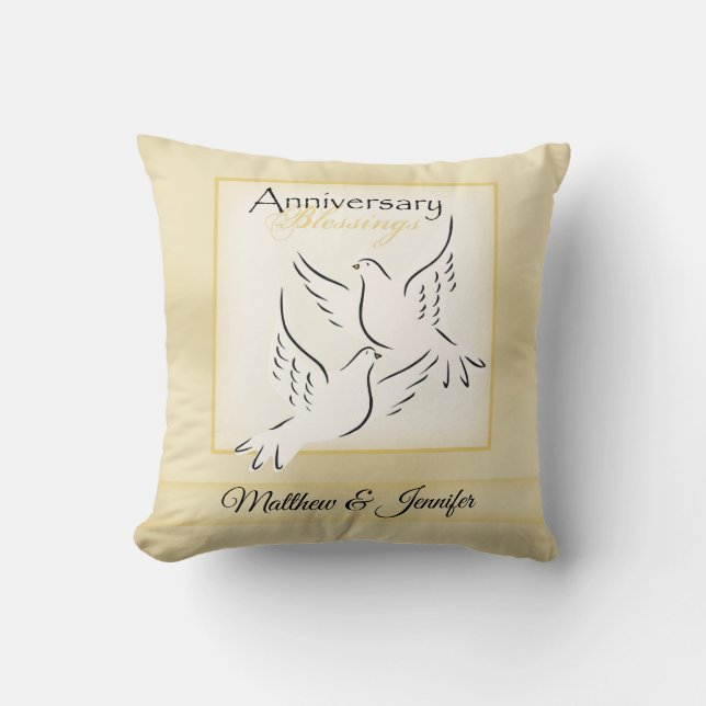 Cojín Decorativo Nombre personalizado, bendiciones del aniversario  (Anverso)