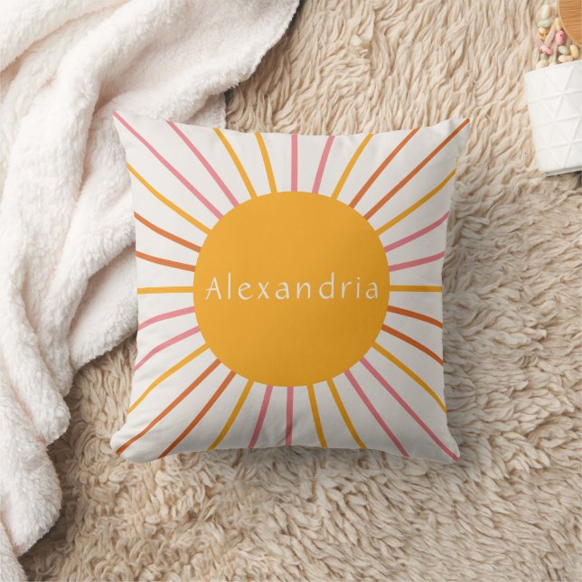 Cojín Decorativo Nombre personalizado Boho Retro Sun (Manta)
