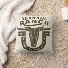 Cojín Decorativo NOMBRE Personalizado Bull Steer Skull Western Ranc