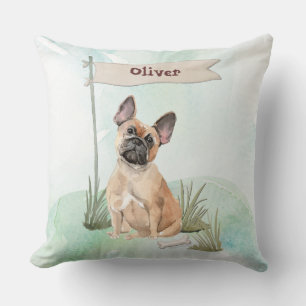 Cojín Decorativo Nombre personalizado Bulldog Francés Mascota Perro