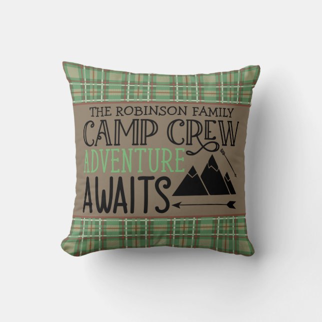 Cojín Decorativo NOMBRE personalizado Cabina Camping Adventure (Anverso)