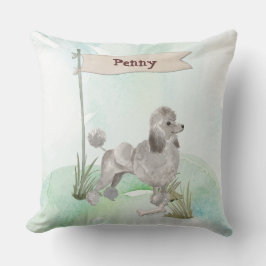 Cojín Decorativo Nombre personalizado Caniche Gris Mascota Perro