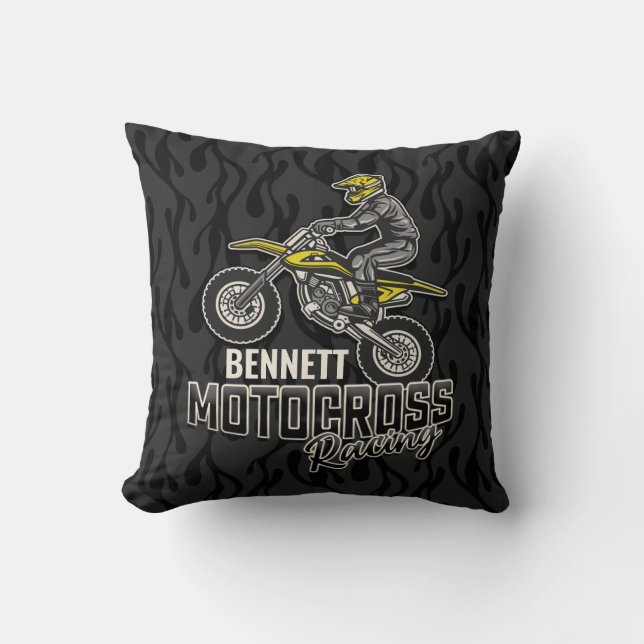 Cojín Decorativo NOMBRE personalizado Carreras Motocross de ciclism (Anverso)