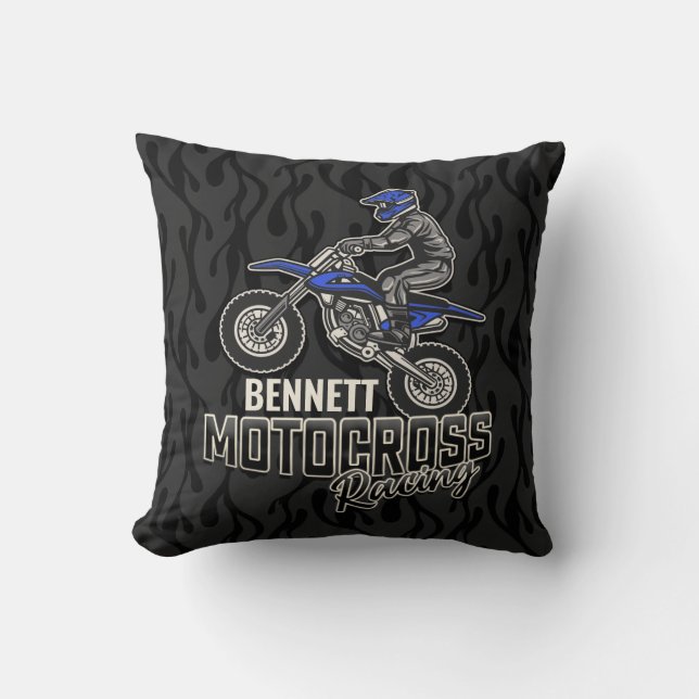 Cojín Decorativo NOMBRE personalizado Carreras Motocross de ciclism (Anverso)