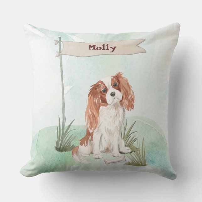 Cojín Decorativo Nombre personalizado Cavalier King Charles Spaniel (Anverso)