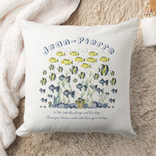 Cojín Decorativo Nombre personalizado Cita de pescado tropical amar