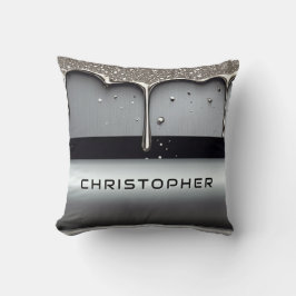 Cojín Decorativo Nombre personalizado con metal líquido que gotea