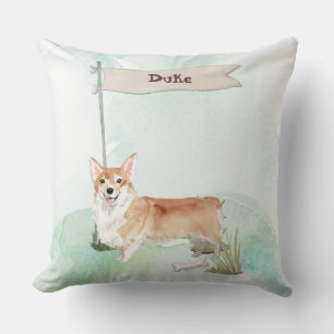 Cojín Decorativo Nombre personalizado Corgi Mascota Perro