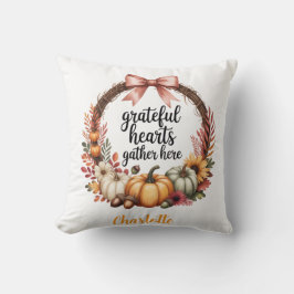 Cojín Decorativo Nombre personalizado Corona de otoño única temátic