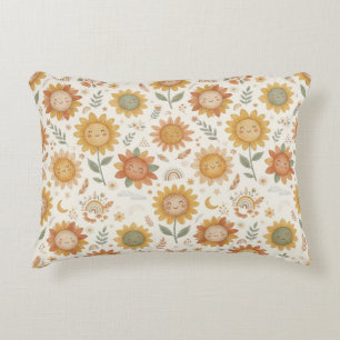 Cojín Decorativo Nombre personalizado Cute Boho Sunflower Nursery S