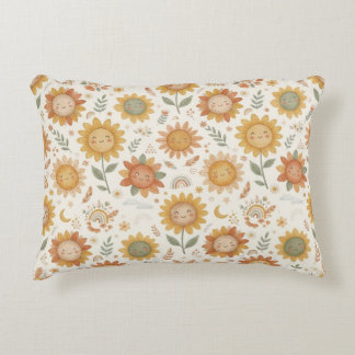 Cojín Decorativo Nombre personalizado Cute Boho Sunflower Nursery S