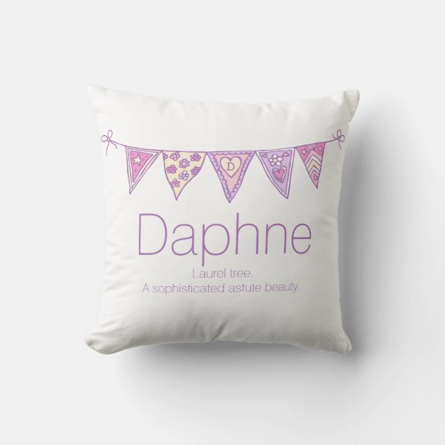 Cojín Decorativo Nombre personalizado Daphne bunting púrpura person (Anverso)
