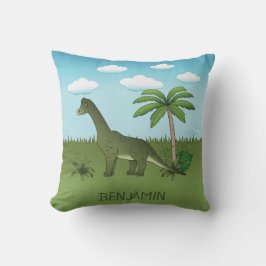 Cojín Decorativo Nombre personalizado de Cute Brachiosaurus Dinosau