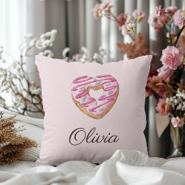 Cojín Decorativo Nombre personalizado de Donut Sweet Chica Sprinkle