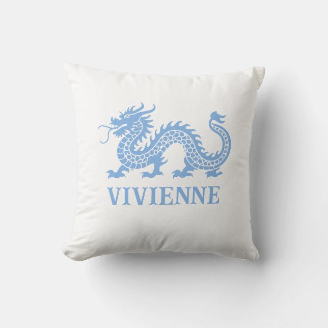 Cojín Decorativo Nombre personalizado de Dragon Blue Chinoiserie Sk (Anverso)