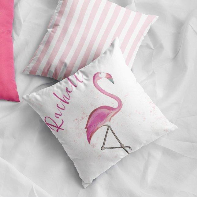 Cojín Decorativo Nombre personalizado de flamenco rosa (Subido por el creador)