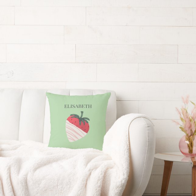 Cojín Decorativo Nombre personalizado de fresa cubierta de chocolat (Sofá)