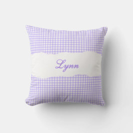 Cojín Decorativo Nombre Personalizado de Gingham Púrpura Rústico