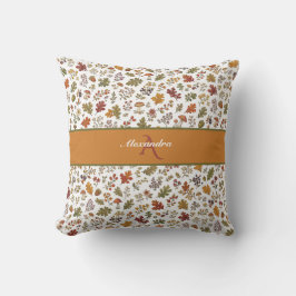 Cojín Decorativo Nombre personalizado de hongo de hoja floral de bo
