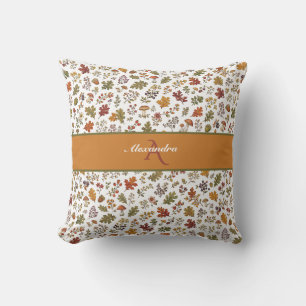 Cojín Decorativo Nombre personalizado de hongo de hoja floral de bo