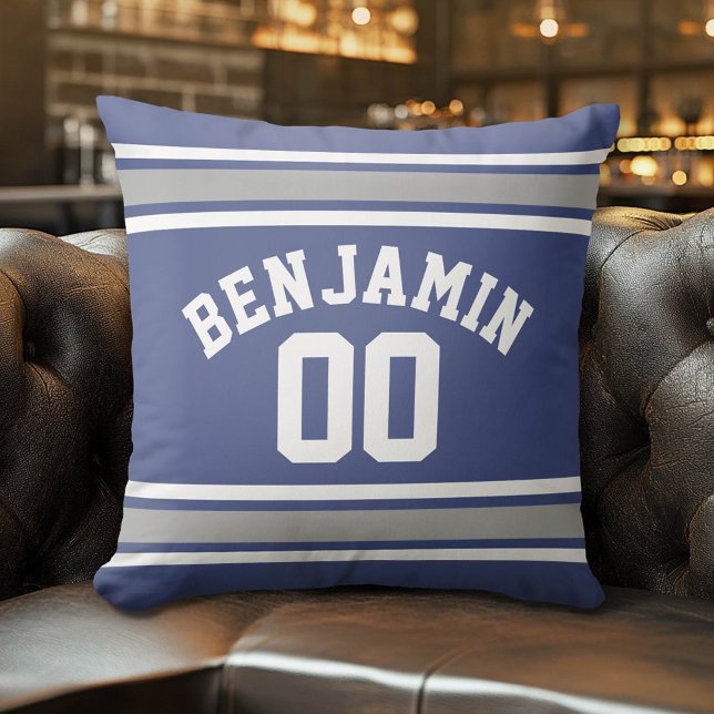 Cojín Decorativo Nombre personalizado de Jersey para Deportes Azule (Custom Pillow)